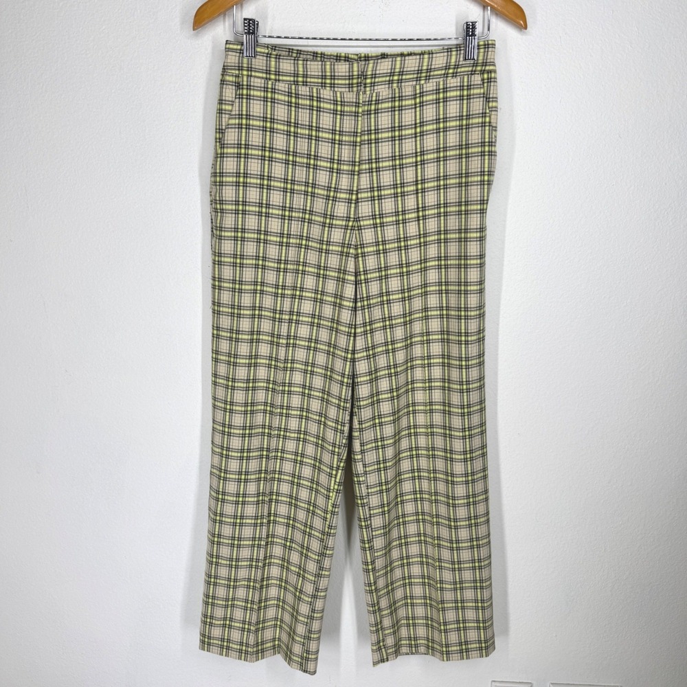 Topshop Plaid Wide Leg Pants High Waist Size 6 Wide Leg Retro Dark Academia Mod
